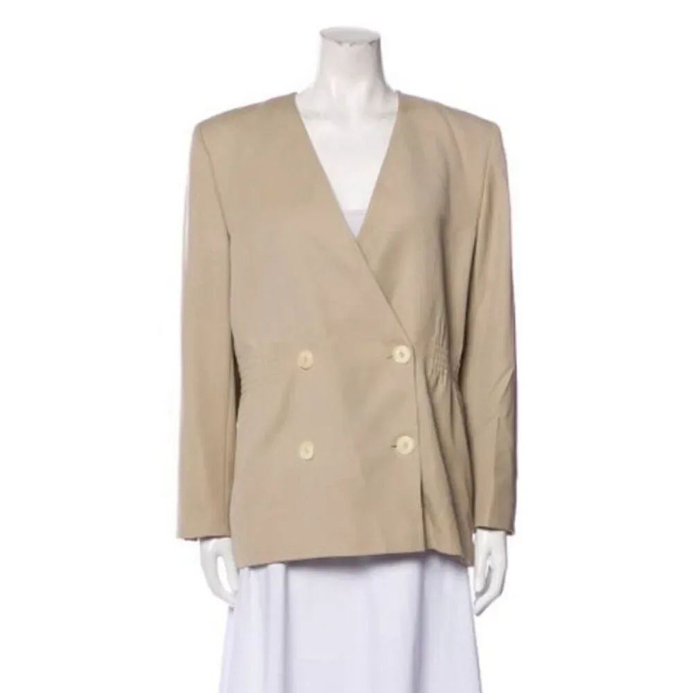 Valentino Authentic Vintage Solid Beige Long Sleeve Blazer Jacket 12 46 Large